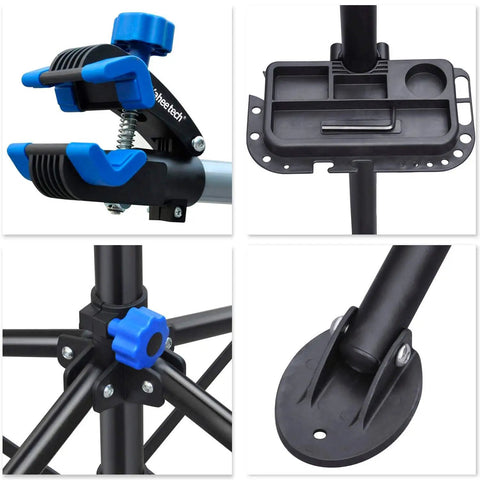 Close-up of Beast Bicycle Repair Stand With Telescopic Arm Adjustable Height From Fifty Two To Seventy Five Inches 360 Degree Clamp