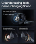 Next Level Open Ear Bone Conduction Bluetooth Sport Headphones In Black showcasing dual drivers for clear audio quality.