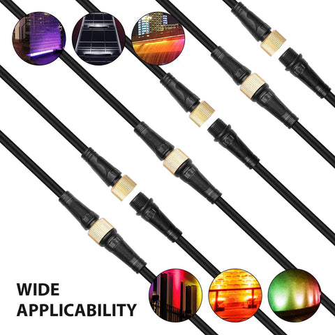 Badass Heavy Duty 10Ft Extension Cord Powers Linkable LED Wall Washer Lights with brass connectors for outdoor use.