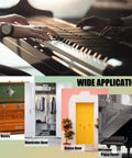 Hands playing a piano with visual examples of cabinet applications for Premium Heavy Duty 6 Inch Stainless Steel Piano Hinges 6 Pack Continuous Cabinet Door Hardware Rust Proof Silver Finish Rock Solid For Everyday Garage And Shop Builds.