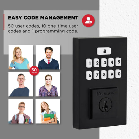 Built Heavy Duty Keyless Entry Electronic Keypad Deadbolt With Auto Lock Mode And Custom User Codes In Matte Black contemporary finish with 50 user codes.