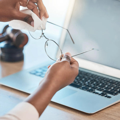 Cleaning glasses using 70 Percent Isopropyl Alcohol Wipes For Your Electronics And Screens, 80 Count Per Pack In Sealed Canister