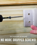 Exterior Wood Screws Set 2 Inch Size 8 Heavy Duty Carbon Steel For Outdoor DIY Projects being drilled into wood