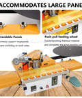 Portable Pro Grade Edge Banding Machine With Automatic Tape Breaking And Dual Side Gluing for large panels with extendable plates