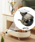 Four Pack Top Shelf Brass Ball Casters For Furniture Antique Finish Swivel Wheels With Secure Top Plate 1.5 Inch heavy-duty roller units on furniture.
