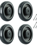 5 Inch Shopping Cart Replacement Wheels Kit With Polyurethane Tread Stepped And Full Tread Face Double Ball Bearing Silent TPU Caster Wheels With Screws For Supermarkets 250 Lb Capacity Per Wheel 4 Pack Grey.