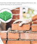 Green Plastic Drywall Anchor Kit With Self Tapping Screws for gypsum wallboard shown with a hand laying bricks