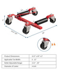 Heavy Duty Car Wheel Dolly And Vehicle Mover Set With Ratcheting Foot Pedal, 22.5" x 20" x 5", for easy vehicle relocation.