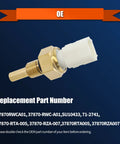 HiSport engine coolant temperature sensor with brass threaded body and white plastic connector, front view