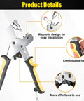 Badass Hand Press Plier With Three Interchangeable Dies And A Massive 120 Piece 15mm Stainless Steel Snap Fastener Kit For Denim Canvas Leather And Thick Fabric Repair Projects showing ergonomic handles and magnetic design.