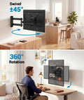 Next Level Full Motion TV Wall Bracket Slick Swivel Tilt Extend Arm For 13 To 43 Inch Echo Show with 360° rotation.