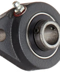 Cast Iron Flange Unit With Setscrew Lock And Dual Sealed Bearing For Moderate Loads Easy Service Design Contact Flinger Seals, showing a close-up of the unit with sealed bearings.