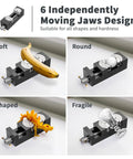 Beefy Mini Vise Clamp With Silicone Plug Dual Jaw Design For Irregular Shapes Fractal Jaw Auto Adjust Heavy Duty Aerospace Aluminum CNC Precision Craft Jewelry Making Modeling DIY Repairs, holds soft and round parts
