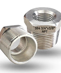 Two Pack 304 Stainless Steel Reducer Bushing Three Quarter Inch Male To Three Eighths Inch Female NPT Pipe Fitting Adapter Connector For Plumbing And Tubing Built To Last Heavy Duty Stainless Steel, 3/4 to 3/8 NPT