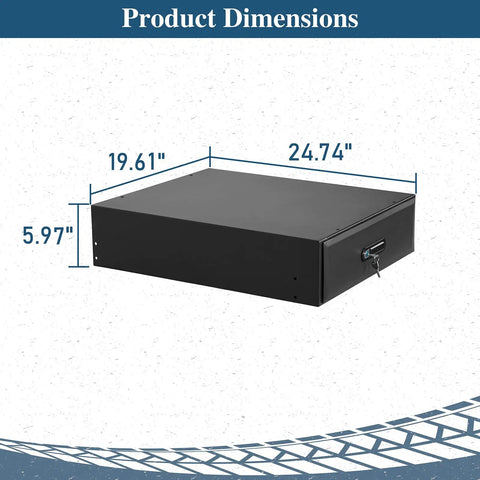 Modular Overland Rugged Drawer Toolbox dimensions for Jeep Wrangler JK JL Unlimited 4 Door And Ford Bronco with 25L capacity.