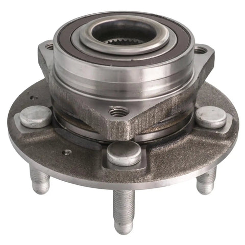 Premium Front Wheel Hub Bearing Assembly Fits 16 To 23 Cadillac And Chevy Models shown from a side angle with sealed ball unit and mounting bolts.
