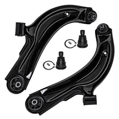 Heavy Duty 12 Piece Front Suspension Kit For 2013 To 2019 Nissan Sentra And Nv200 featuring black lower control arms and ball joints.
