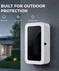 Heavy Duty EV Charger Guard Box Featuring Lock Tight Mechanical Combination Lock And Clean Wall Mount Setup For Foolproof Weather Coverage, mounted on wall with rainproof design.