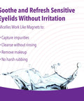 iVIZIA eyelid cleansing wipes packaging with purple text and water splash; 20 sterile wipes, packaging may vary.