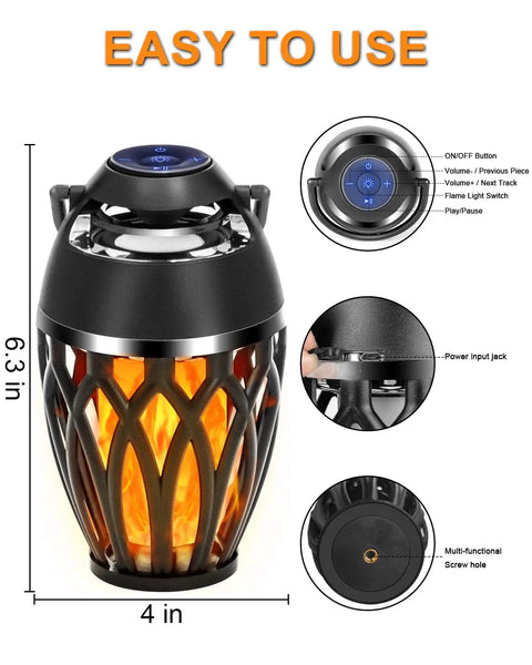 Twin Pack Outdoor Bluetooth Flame Speaker With LED Torch Dope Ambience Light, IPX5 Waterproof, Bluetooth 5.0, Dual Device Pairing