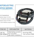 Photoelectric Sensor Switch E3JK 5DM1 5L AC 90 to 250V with cables, black housing, industrial grade for opaque object detection