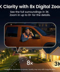 Night view from Dual Lens Outdoor Security Camera System With 170 Degree Wide Angle And 360 Degree PTZ, showing clear zoom on a car
