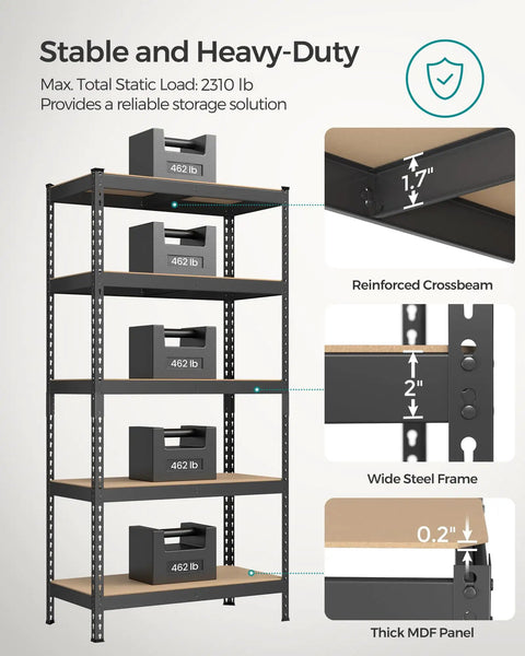 Rock Solid Steel Shelving Rack Set Of Two With Five Adjustable Levels Zero Fuss Boltless Setup holds heavy loads up to 462 pounds per tier.