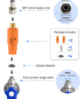 Heavy Duty Under Sink In Line Sediment Water Filter With 9/16 Male Female Thread Connector For Kitchen Bath And RV Faucet Lines showing supply line and valve connection.