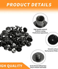 Grab Boss Chicago Screws For Book Binding And Riveting A Gang Size Pack Of 50 M4X8mm Slotted Dual Head Binding Screws With Black Finish, showing screws with smooth surface and dual-purpose head.