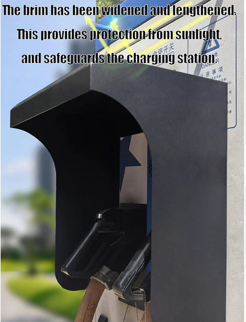 Heavy Duty EV Charger Cover That Shuts Out Any Weather Wall Mount Charging Station Shield with widened brim for sunlight protection.