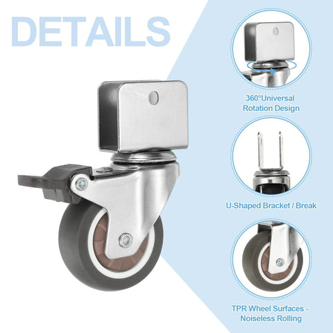 2 Inch Caster Wheels 4 Pack With 2 Brakes And 2 Swivel Casters For Furniture Office Chairs Carts And Cabinets 55 lb capacity