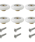 19mm Shower Door Rollers Replacement Set 6 Pieces For Sliding Doors 304 Stainless Steel Screws Copper Core And POM Wheels