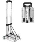 Slick Folding Luggage Cart With Wheels Lightweight Hand Truck And Portable Trolley Dolly For Airport Travel, aluminum frame and folding design.