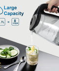 Pouring water from Electric Kettle With Temperature Control, 6 Presets For Tea, Coffee And Herbal, 1.7L glass kettle