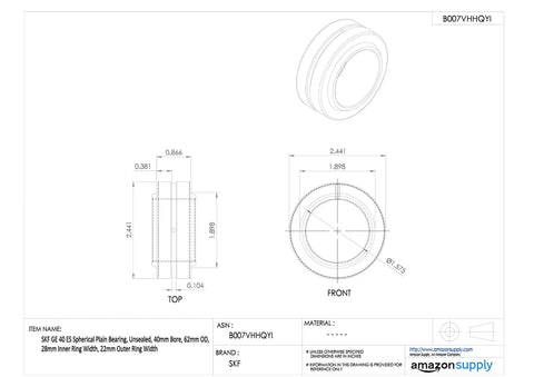 Rugged Real Deal Spherical Plain Bearing delivering rock solid heavy duty power, 40mm bore, unsealed steel design.