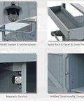 Close-up of features on Outdoor Grill Cart With Storage And Rolling Bar Cart, including spice rack and hidden door handle.