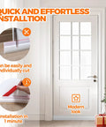 Front view of white adhesive door draft stopper strip for weather sealing