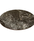 Heavy Duty Sintered Stone Lazy Susan Turntable With 360 Degree Silent Rotation And Sleek Black Steel Base, round black stone surface.
