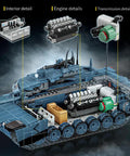 Abrams-X Tank Building Blocks Set RC Compatible With 360 Degree Rotating Turret And Flexible Tracks Realistic Military Model interior