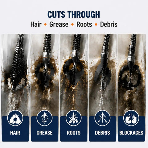 Heavy-Duty 1/2 And 3/8 Inch Drain Auger Bit Set Compatible with Ehle HD Blackrak 40 cutting through hair, grease, roots, and debris.