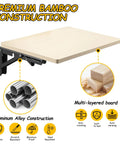 Foldable Heavy Duty Work Table For StackTech Toolbox Systems Portable Side Workbench Attachment With 50 Lb Load Capacity with aluminum folding bracket and bamboo top