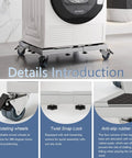 Heavy Duty All Stainless Steel Mobile Fridge Stand Base With Wheels For Washer Refrigerator And Dryer, shown with details