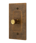 Bulletproof Quality Solid Brass Rotary Dimmer Switch Featuring UL Certified Safety Ratings 100 Percent Pure Core And No Sweat Wiring Job For Upscale Home Decor Projects That Gotta Feel Premium. Antique brass finish with smooth rotary knob.