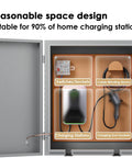 Heavy Duty EV Charger Outdoor Enclosure Wall Mount Lock Box For Level 2 Charging Station showing interior layout with charging stations, cables, and sockets.