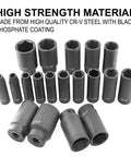 19 Piece One Half Inch Drive Impact Socket Set Deep Six Point CrV Steel Three Eighths To One And A Half Inch Sockets