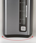 Close-up of Micom Water Boiler And Warmer With 4 Liter Capacity, showing measurement window and 4.0L label on silver finish.