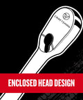 Illustration of the Enclosed Head Design for V Series One Quarter Inch Drive Ratchet With 80 Tooth, Flexible XL Head, 180 Degree Articulating Neck For Tight Spots, Enclosed Gear Design Keeps Dirt Out, Heavy Duty Precision Mechanism For Pros And DIYers. Close-up image of the ratchet mechanism with emphasis on dirt protection feature.