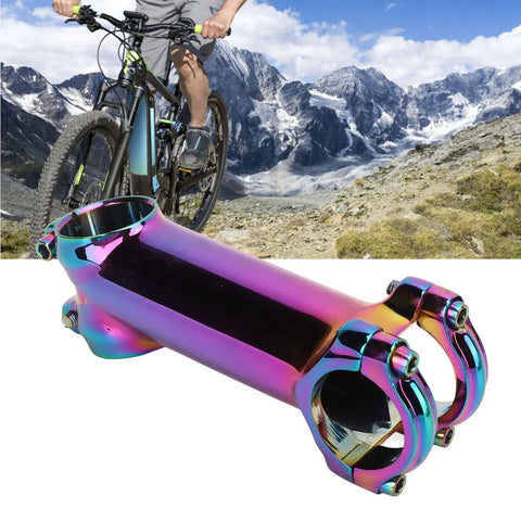 Colorful Aluminum Alloy Bicycle Riser Stem 31.8mm CNC Machined Lightweight Handlebar Extender shown with mountain bike