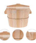 Built Tough Cedar Wood Rice Steamer Bucket With Secure Lid And Heavy Duty Nonslip Base For Uniform Cooking, 210mm size.
