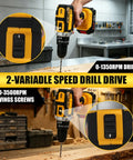 Rugged 21V Cordless Drill Kit Featuring Rechargeable Batteries And Quick Release Keyless Chuck for variable speed drilling and screw driving.